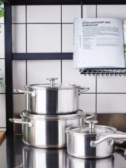 Batteria di pentole da cucina con tre strati KitchenAid, set da 7