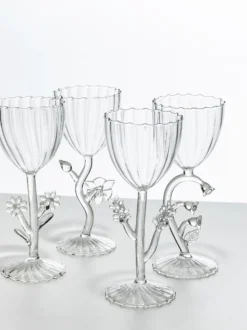 Bicchiere da vino fatto a mano in vetro borosilicato Botanica
