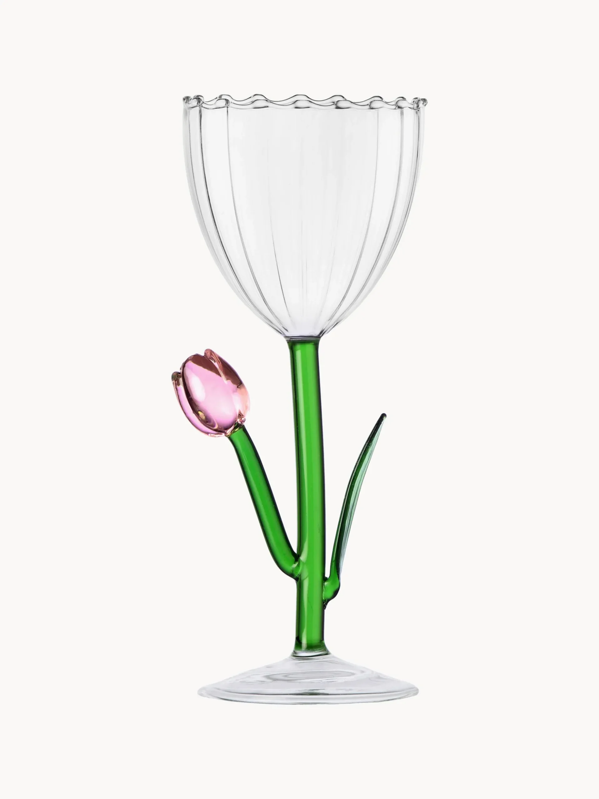 Bicchiere da vino fatto a mano in vetro borosilicato Botanica