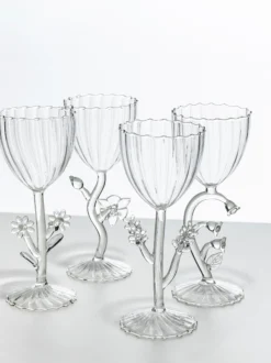 Bicchiere da vino fatto a mano in vetro borosilicato Botanica