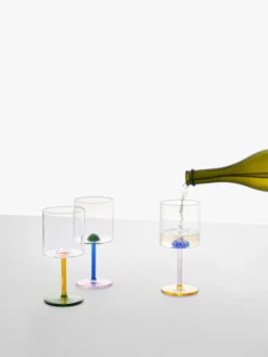 Bicchiere vino in vetro borosilicato fatto a mano Dot