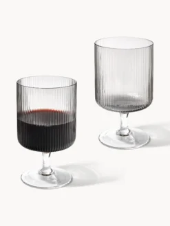 Bicchieri da vino in vetro soffiato con scanalatura in rilievo Ripple 2 pz