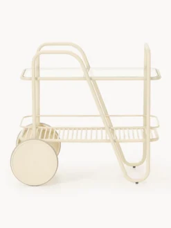 Carrello portavivande in metallo con piano in vetro Giovanni