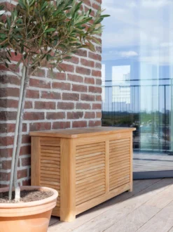 Cassapanca stretta in legno di teak fatta a mano Storage