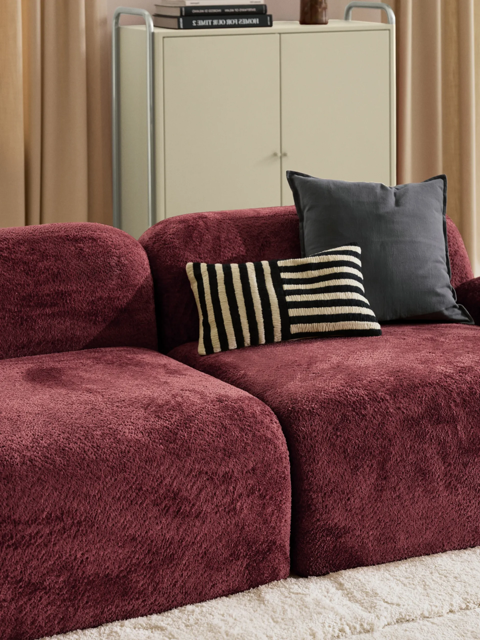 Chaise longue componibile 3 posti in teddy bouclé Wolke