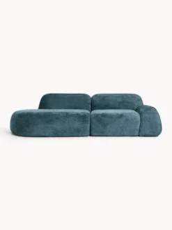 Chaise longue componibile 3 posti in teddy bouclé Wolke