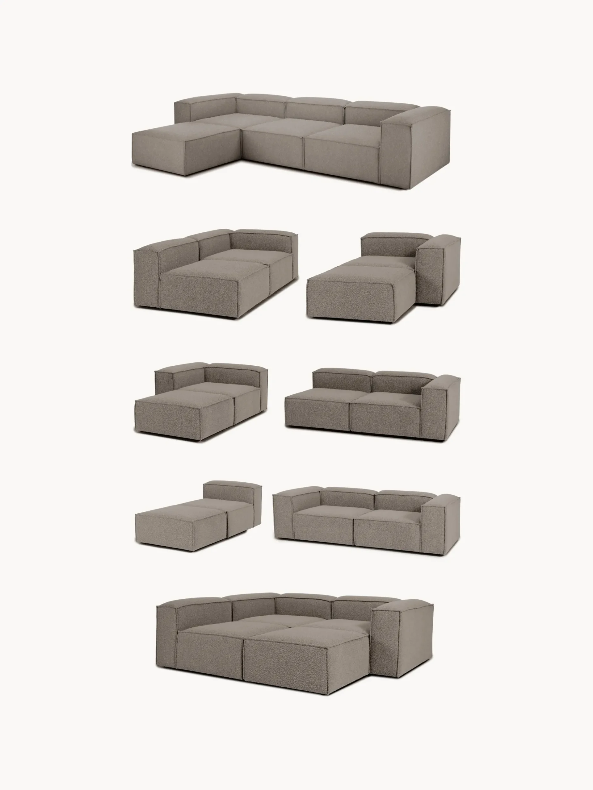 Chaise lounge componibile in bouclé Lennon