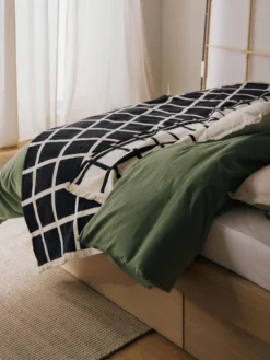 Coperta a quadri con frange Edison