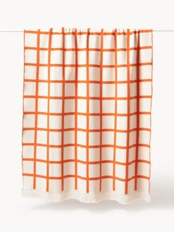 Coperta a quadri reversibile con frange Edison