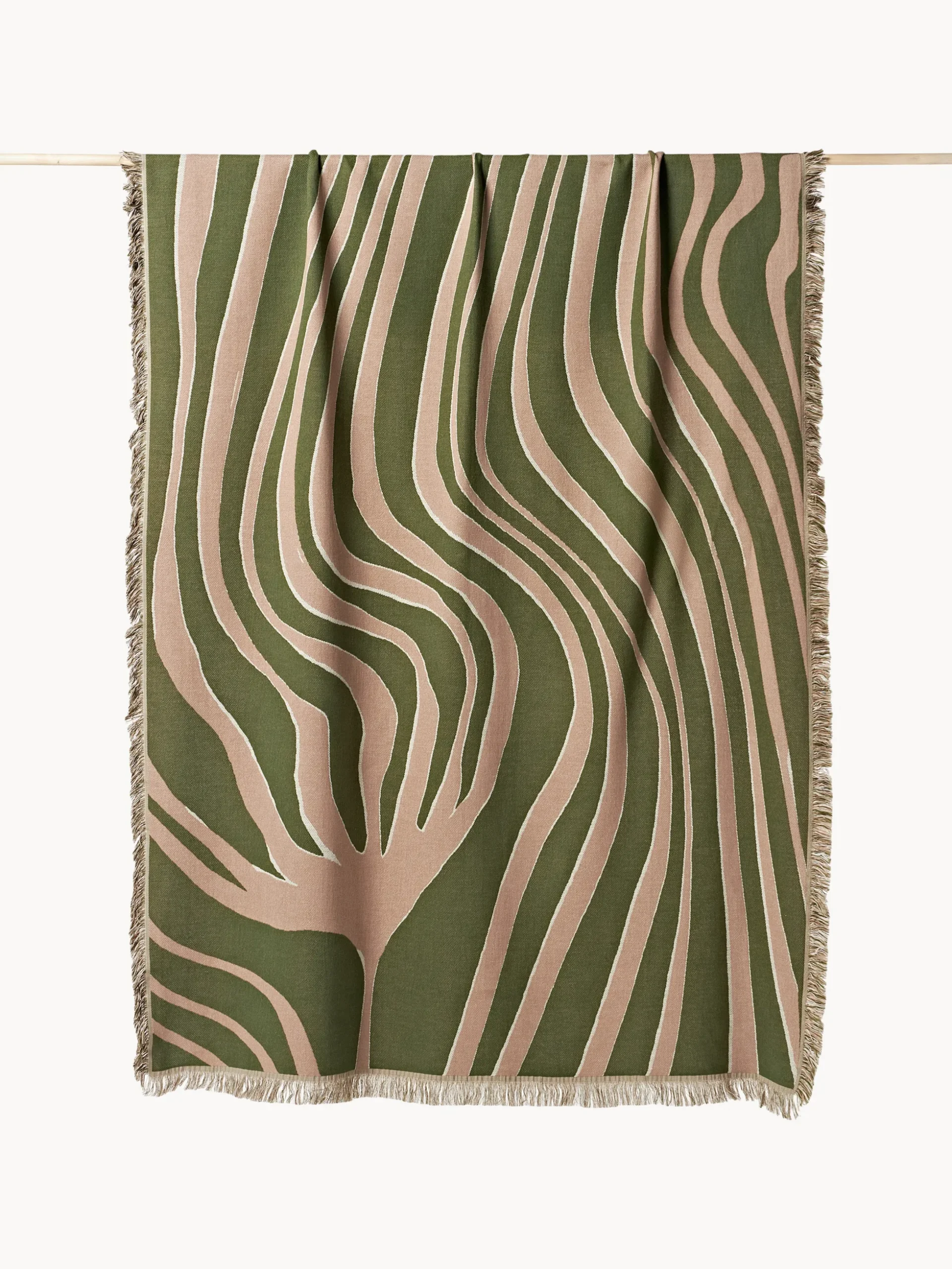 Coperta in cotone reversibile con frange Alia