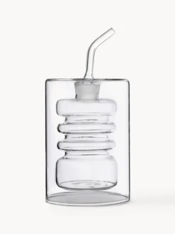 Distributore aceto e olio in vetro borosilicato fatto a mano Rings alt. 16 cm