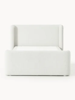 Letto boxspring in bouclé con contenitore Perla