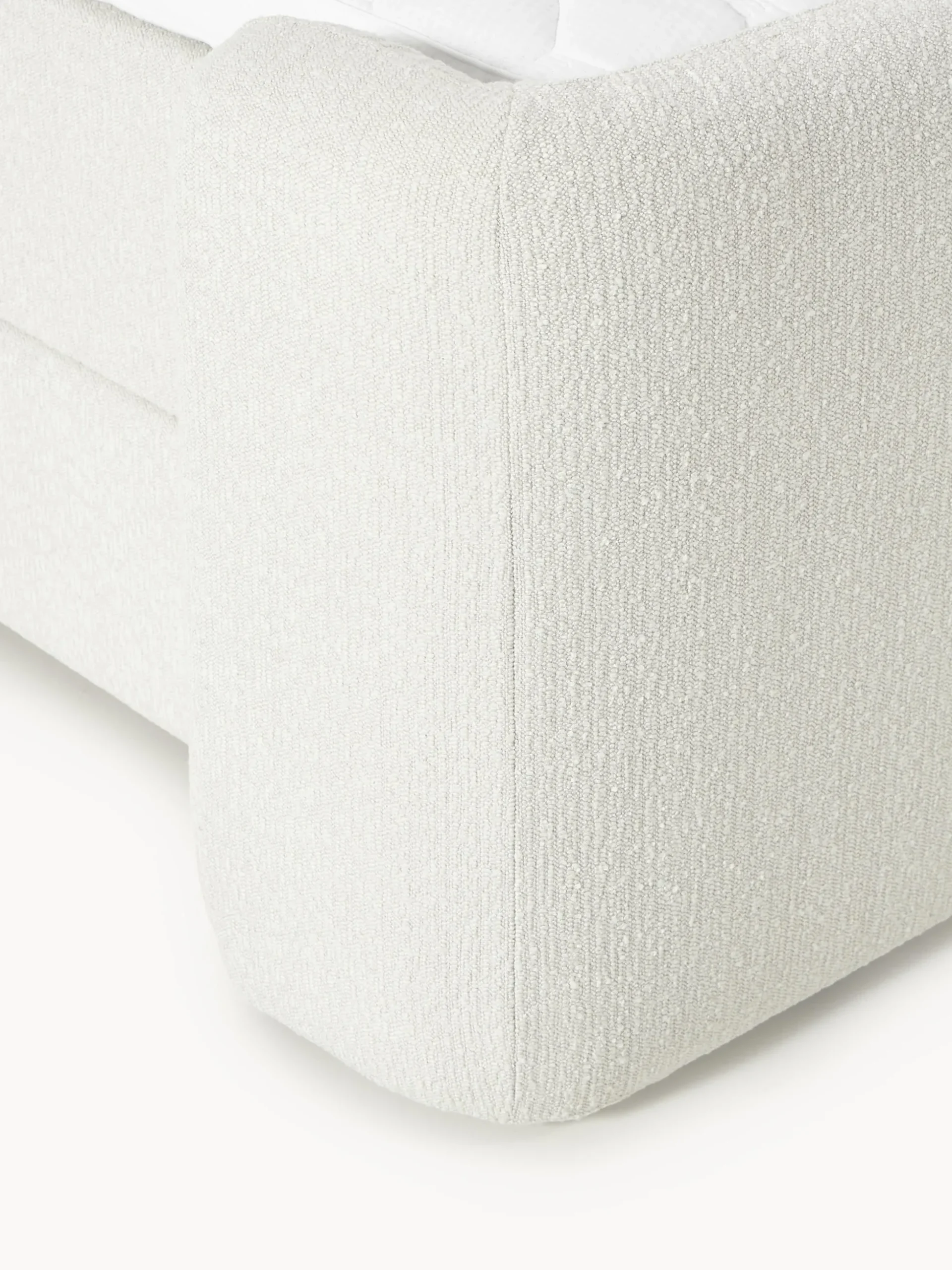 Letto boxspring in bouclé con contenitore Perla