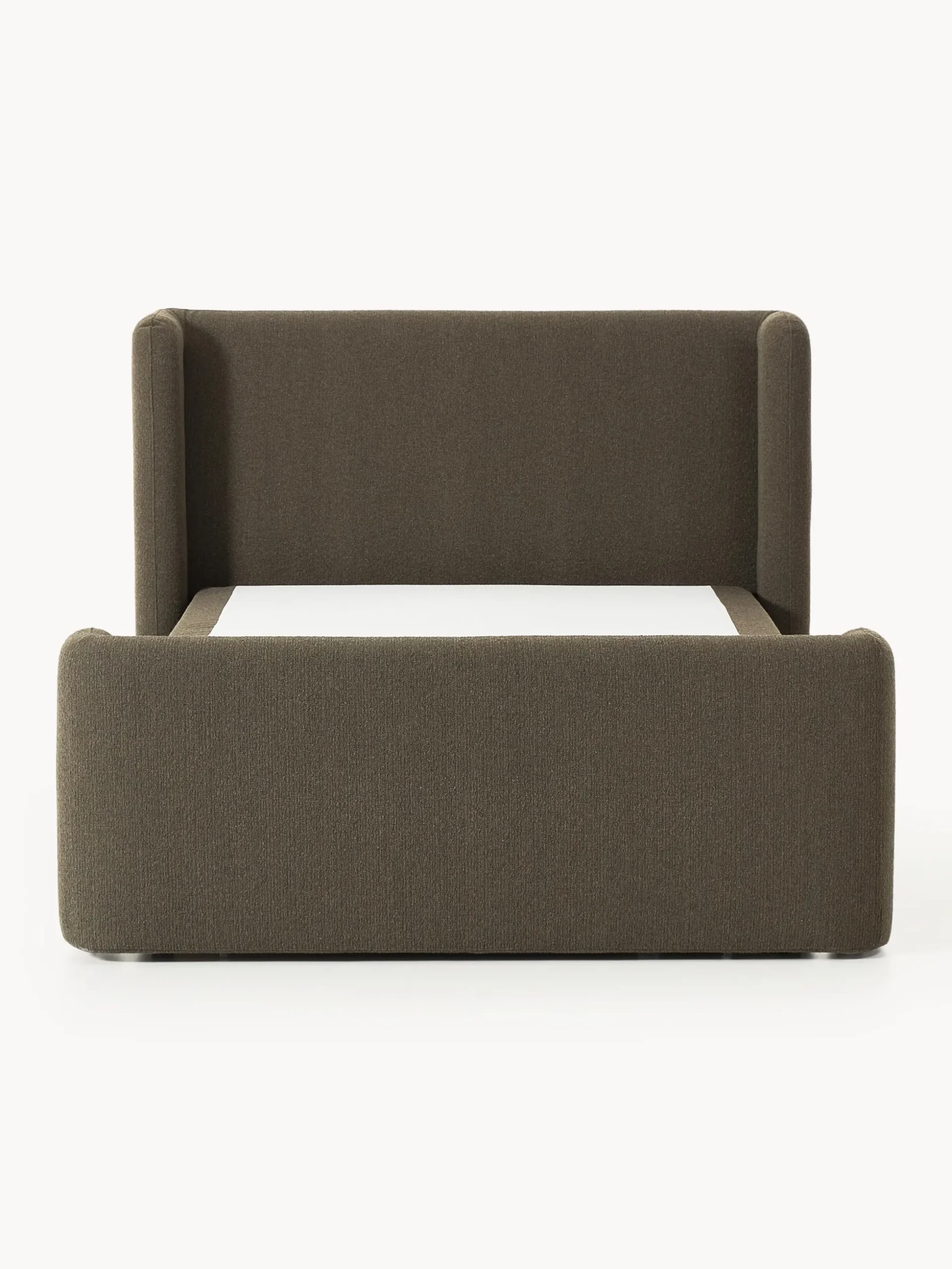 Letto boxspring in bouclé con contenitore Perla