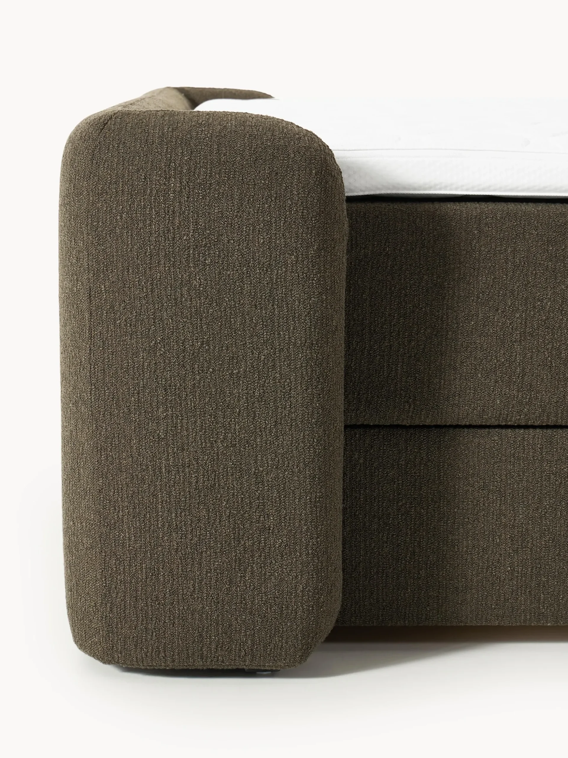 Letto boxspring in bouclé con contenitore Perla