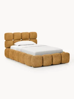Letto singolo imbottito in teddy bouclé Tayla