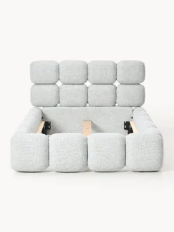 Letto singolo imbottito in teddy bouclé Tayla
