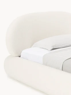 Letto singolo imbottito in teddy con contenitore Alba
