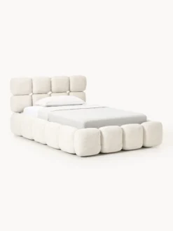 Letto singolo imbottito in teddy bouclé Tayla