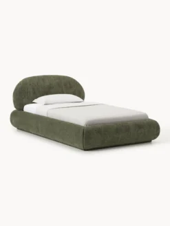 Letto singolo imbottito in teddy bouclé Alba