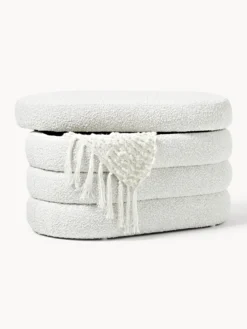 Panca piccola imbottita in bouclé con vano contenitore Alto
