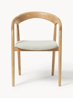 Sedia con braccioli in legno di frassino con cuscino seduta Camille