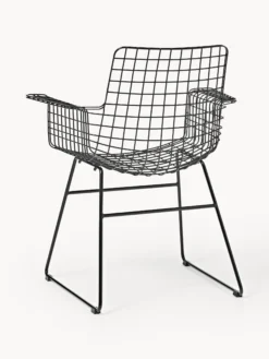 Sedia da pranzo con braccioli in metallo Wire