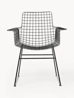 Sedia da pranzo con braccioli in metallo Wire