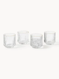 Set di 4 bicchieri acqua in vetro soffiato con bordo dorato Aleo