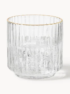 Set di 4 bicchieri acqua in vetro soffiato con bordo dorato Aleo