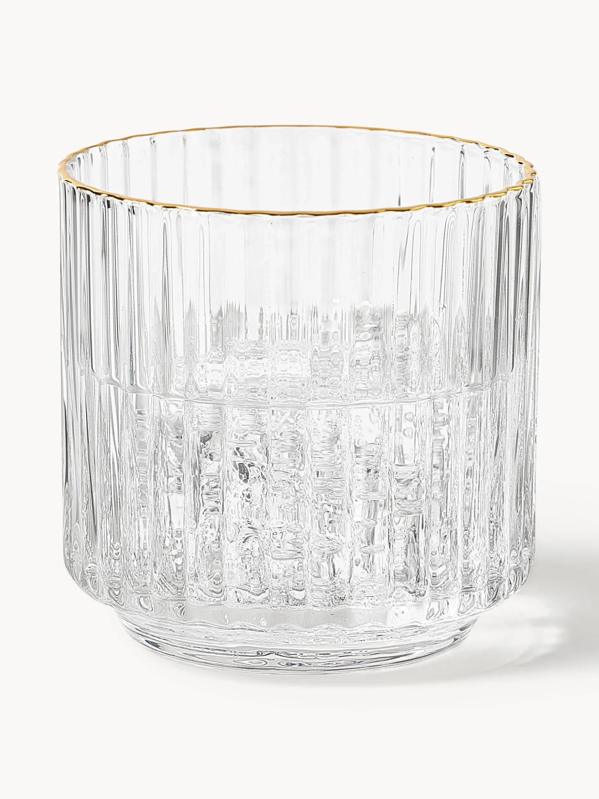 Set di 4 bicchieri acqua in vetro soffiato con bordo dorato Aleo