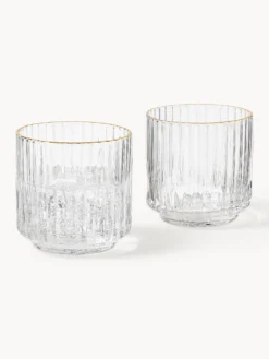 Set di 4 bicchieri acqua in vetro soffiato con bordo dorato Aleo