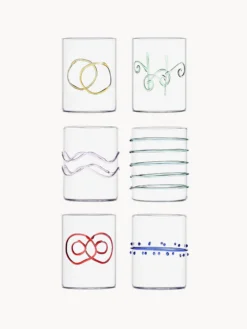 Set di 6 bicchieri acqua in vetro borosilicato fatti a mano Deco' Arlecchino