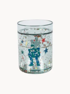 Set di 2 bicchieri glitterati per bambini Hero Robot