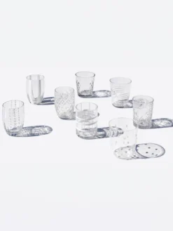 Set di 6 bicchieri in vetro soffiato con strutture diverse Melting Pot