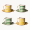Set di 4 tazzine con piattino Chess