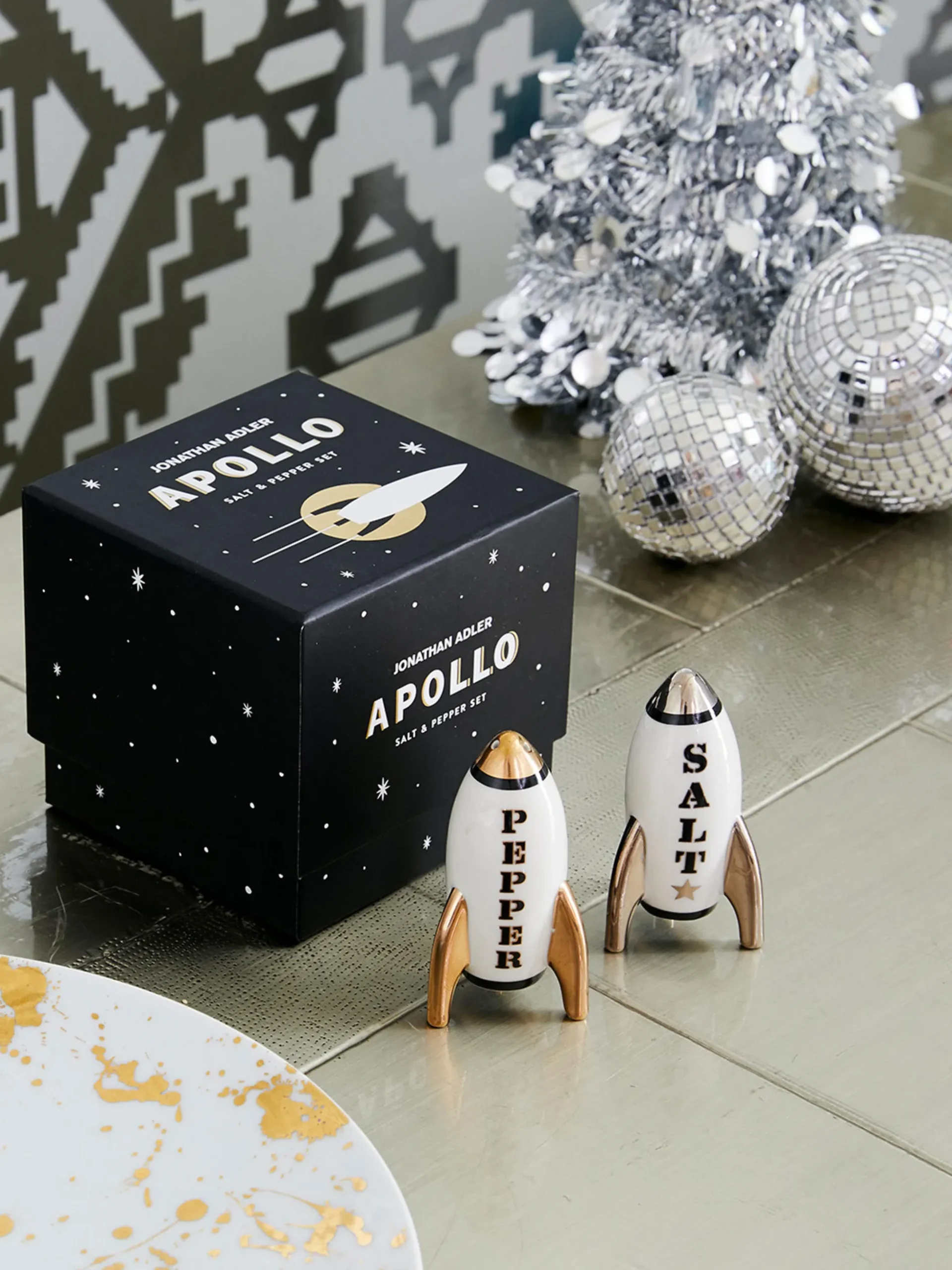 Set saliera e pepiera di design con oro Apollo 2 pz