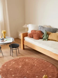 Tappeto rotondo per bambini lavabile fatto a mano con struttura in rilievo Dot